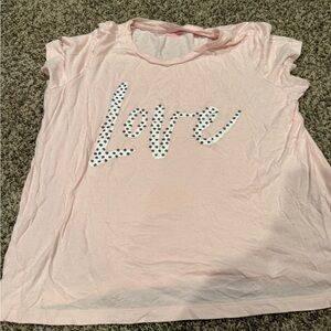 Victoria's Secret Pink Short Sleeve Tee with Love Design
